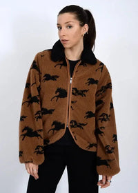RD Style Joline Sherpa Jacket - Horse Black-Hand In Pocket
