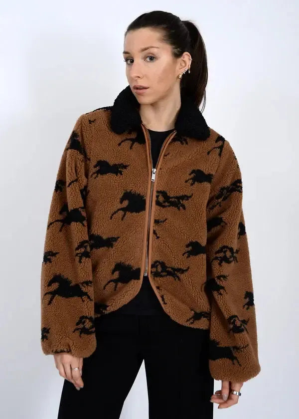 RD Style Joline Sherpa Jacket - Horse Black-Hand In Pocket
