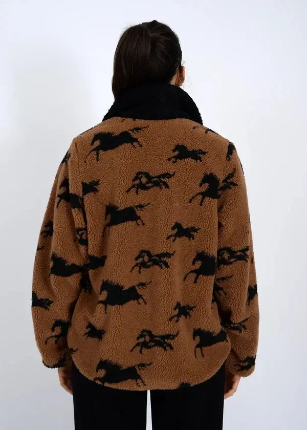 RD Style Joline Sherpa Jacket - Horse Black-Hand In Pocket