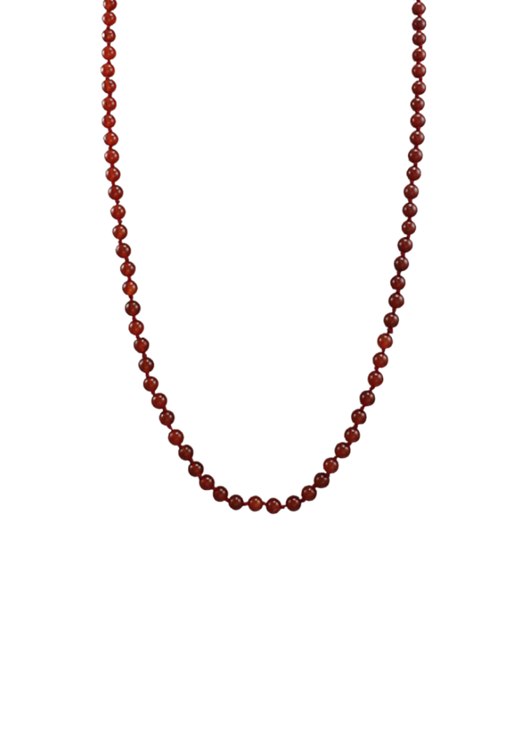 Mariner 40" 8mm Stone Knotted Necklace - Carnelian-Hand In Pocket