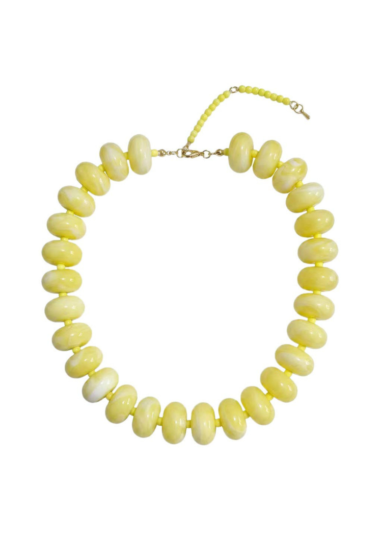 Marlan Chunky Beaded Necklace - Yellow Mix