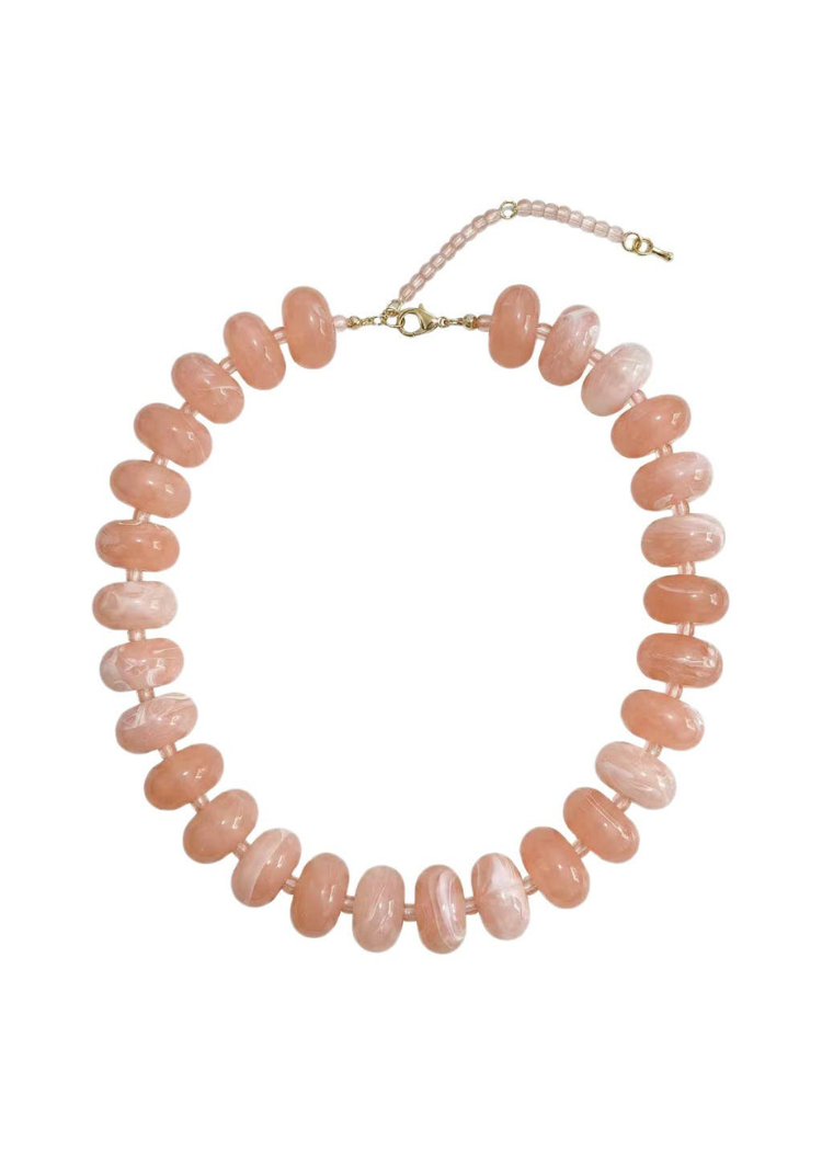 Marlan Chunky Beaded Necklace - Light Pink