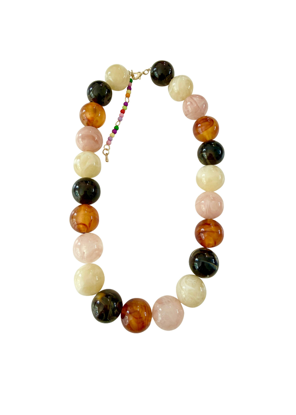 Celia Chunky Beaded Necklace - Neutral-Hand In Pocket