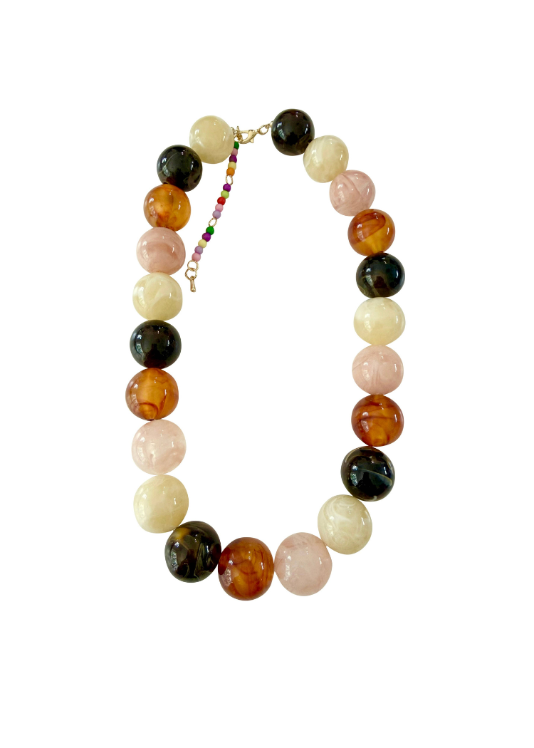 Celia Chunky Beaded Necklace - Neutral-Hand In Pocket