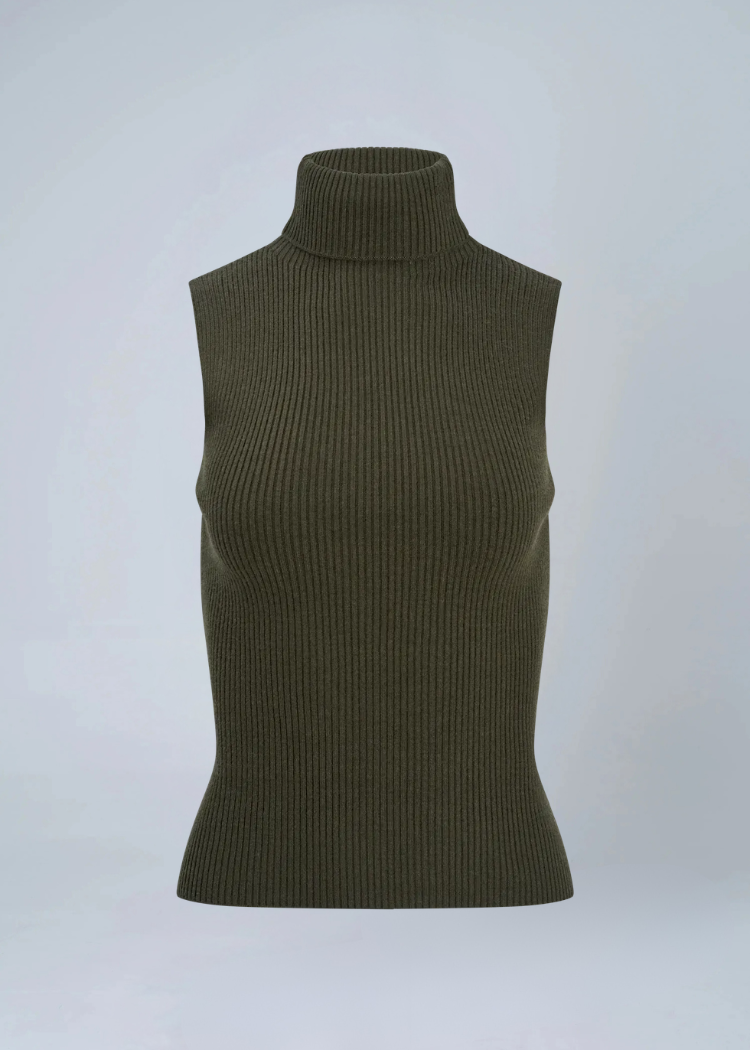 Astrid Clara Sweater Vest - Military-Hand In Pocket
