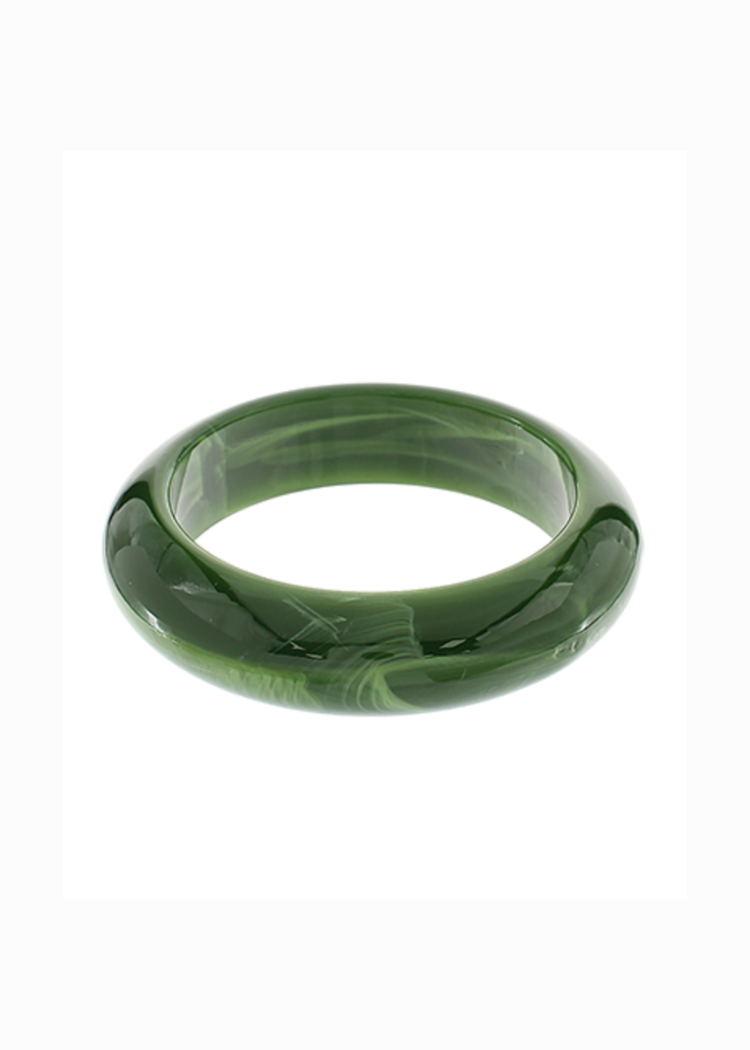 Piper Marble Acrylic Bangle - Olive-Hand In Pocket