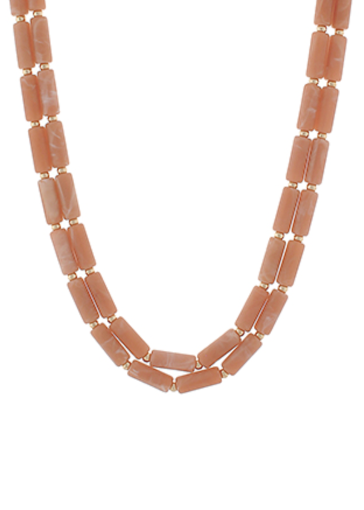 Calypso Acrylic Layered Necklace - Pink-Hand In Pocket