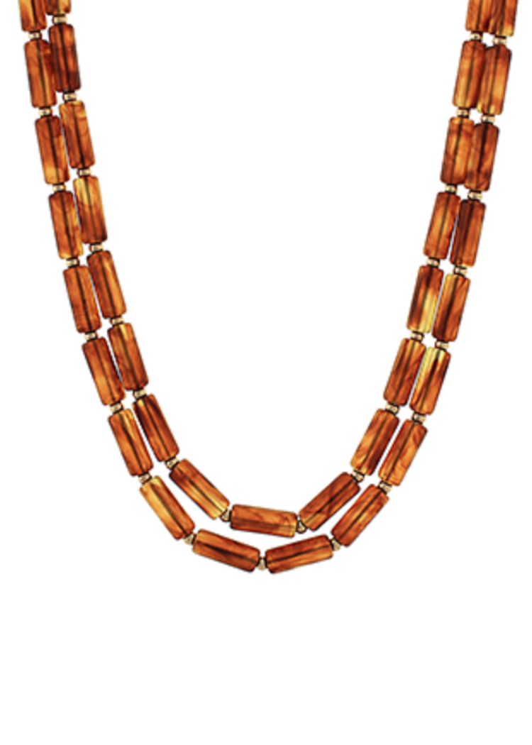 Calypso Acrylic Layered Necklace - Brown-Hand In Pocket