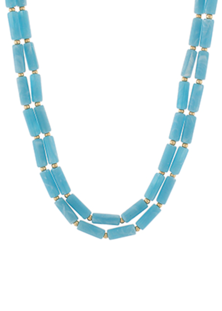 Calypso Acrylic Layered Necklace - Blue-Hand In Pocket