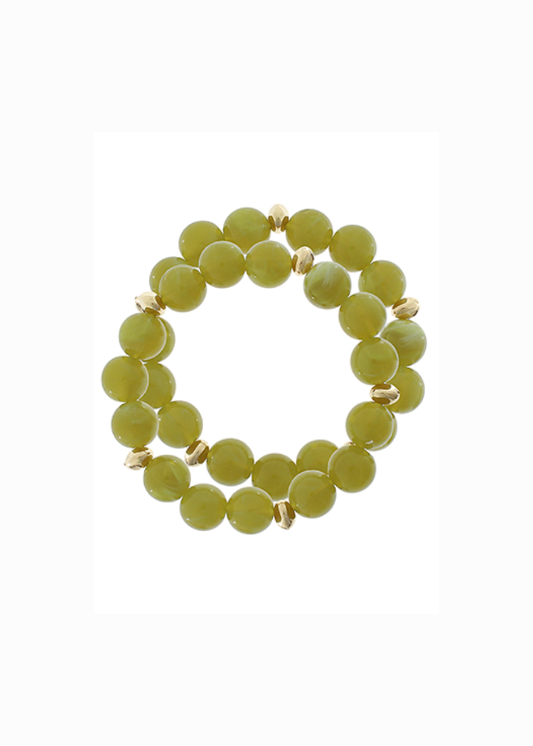 Pip 3 Row Ball Bracelet - Olive-Hand In Pocket