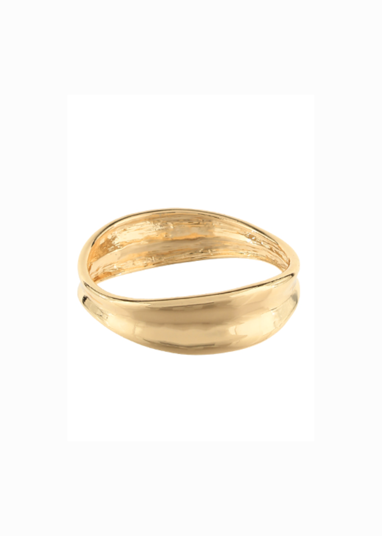Avery Texture Metal Bangle - Gold-Hand In Pocket