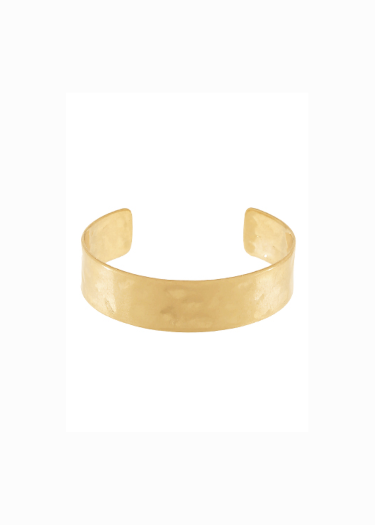 Luna Hammered Plate Cuff - Worn Gold-Hand In Pocket