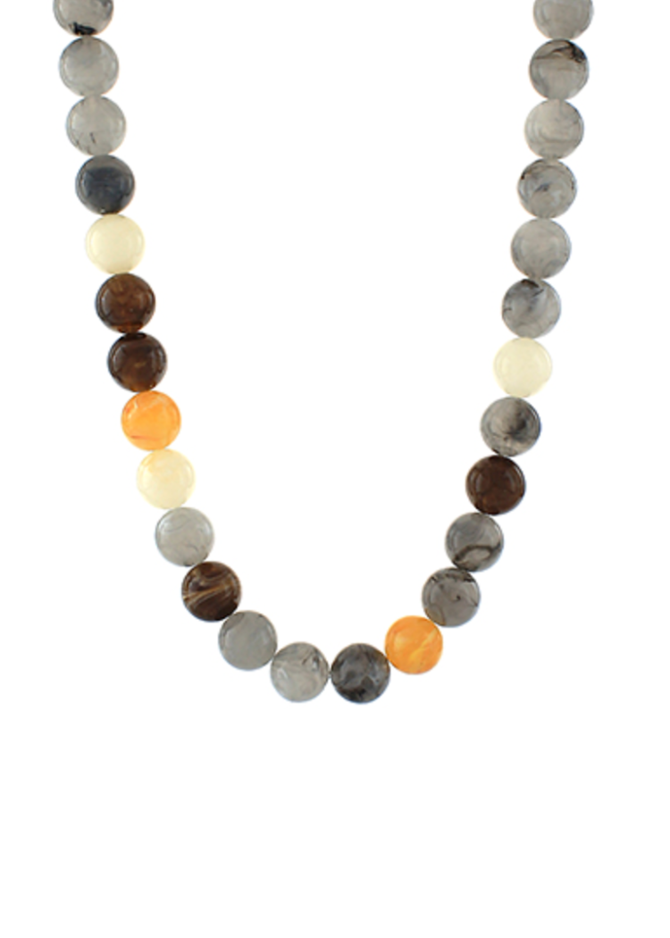 Santorini Color Block Acrylic Ball Bead Necklace - Gray Multi