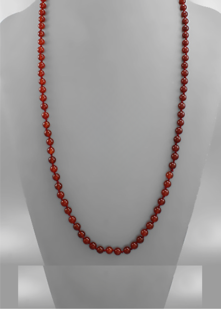 Mariner 40" 8mm Stone Knotted Necklace - Carnelian-Hand In Pocket