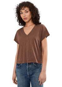 Michael Stars Harlan V Neck - Bark-Hand In Pocket