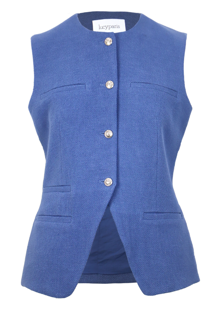 Lucy Paris Elliott Suit Vest - Dark Blue-Hand In Pocket