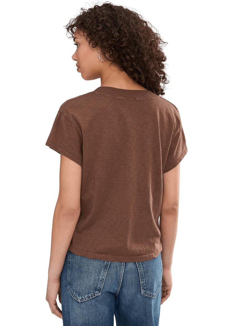 Michael Stars Harlan V Neck - Bark-Hand In Pocket