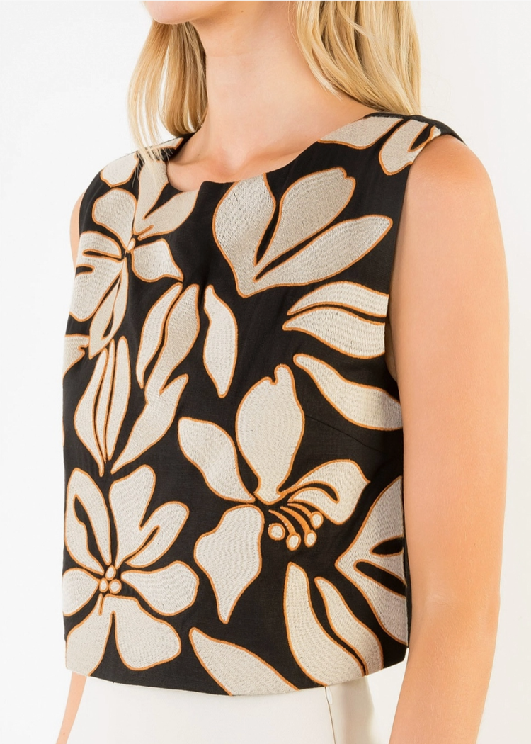 THML Monroe Embroidered Top - Black-Hand In Pocket