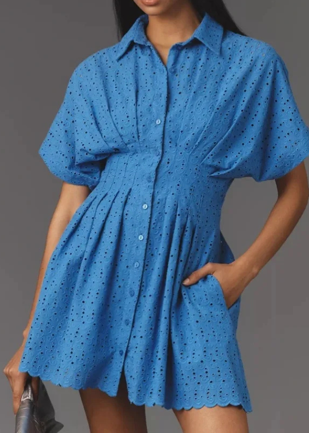 Exquise Eyelet Shirtdress - Blue-Hand In Pocket