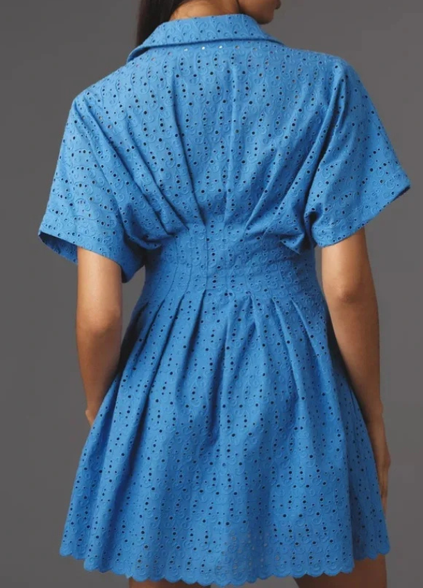 Exquise Eyelet Shirtdress - Blue-Hand In Pocket
