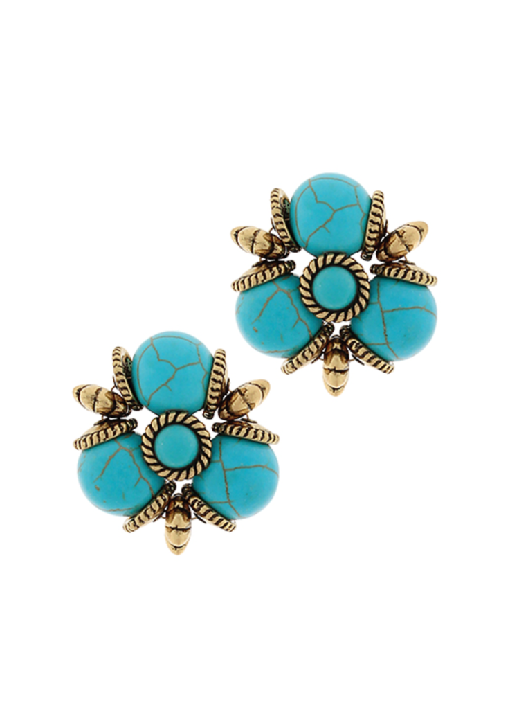 Nora Cluster Earrings - Turquoise-Hand In Pocket