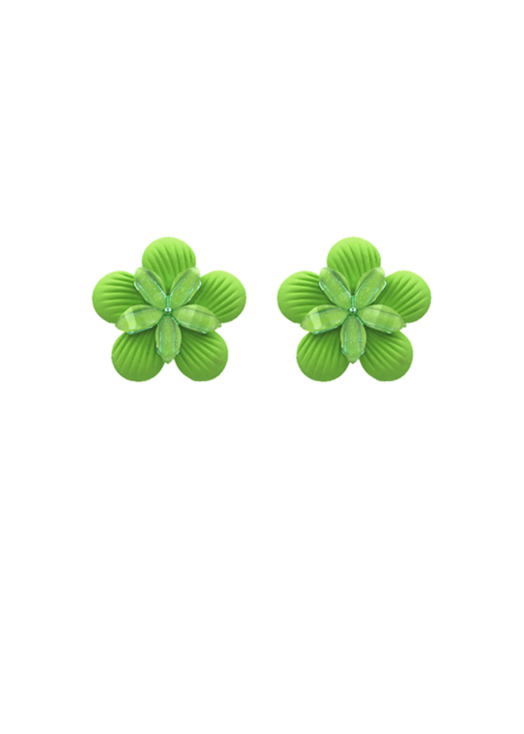 Celeste Flower Earrings - Lime Green