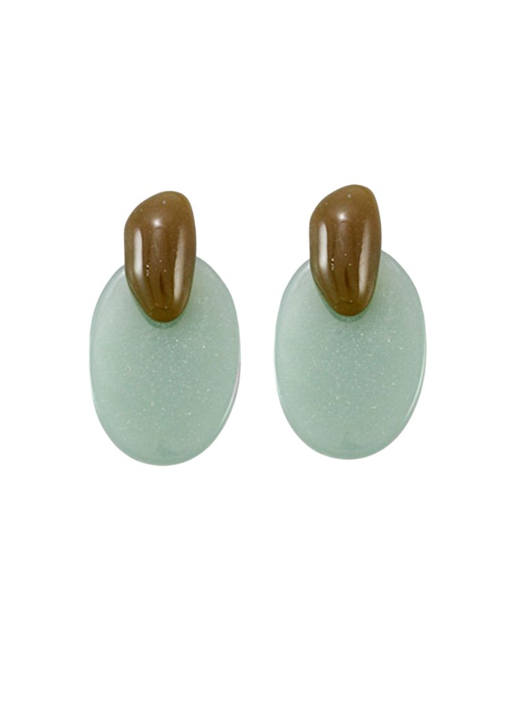 Briar Oval Earrings - Khaki/Green-Hand In Pocket