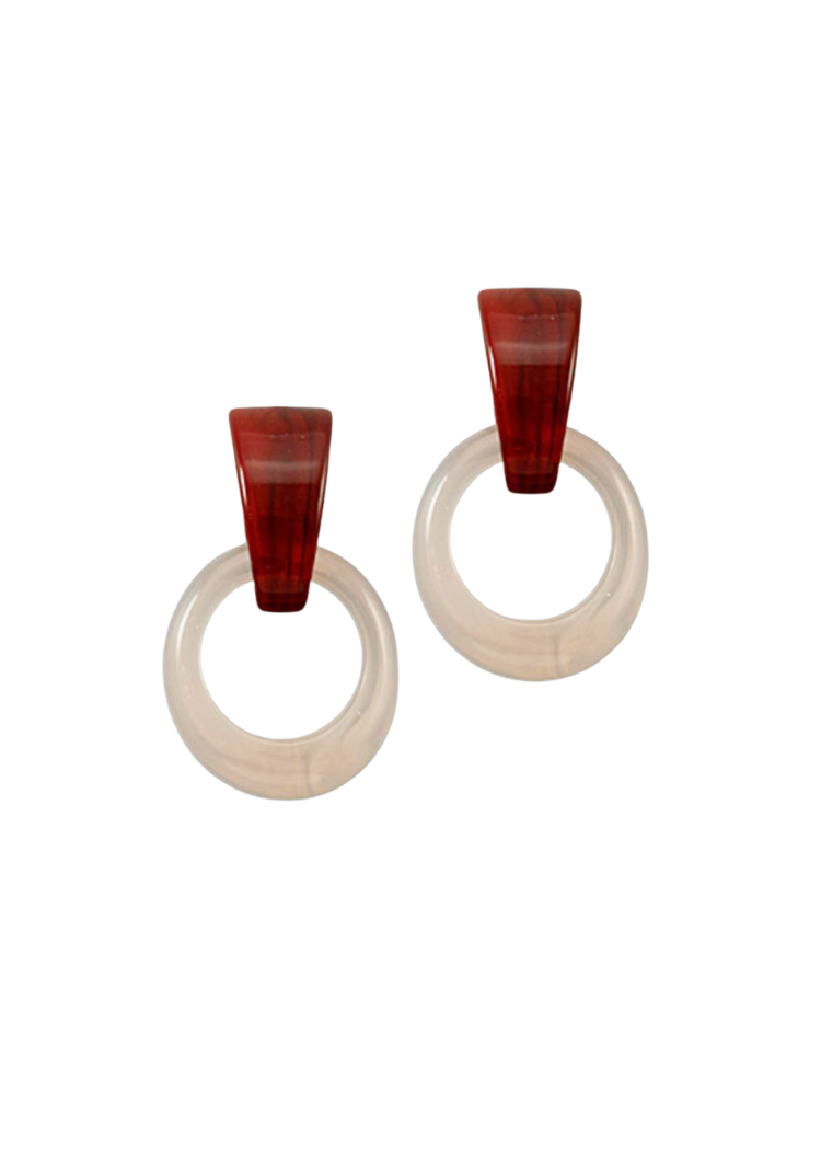 Alba Chunky Dangle Earrings - Pink/Red-Hand In Pocket