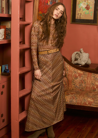 Allison Olive Skirt - Chestnut-Hand In Pocket