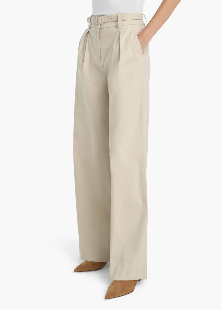 Favorite Daughter Miranda Linen Pant - Light Khaki-Hand In Pocket