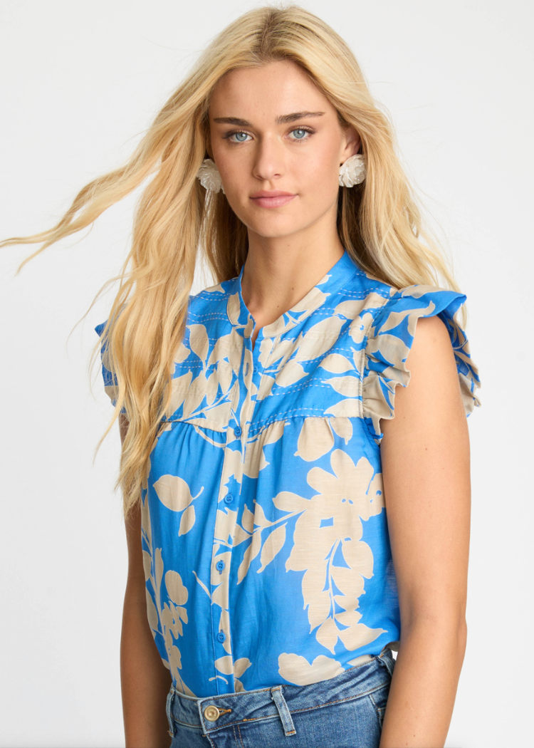 Caballero Anthea Top - Sapphire Shadow-Hand In Pocket