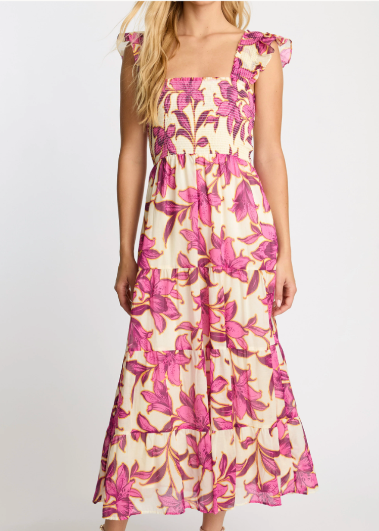 Caballero Heidi Maxi - Fuchsia Floret-Hand In Pocket