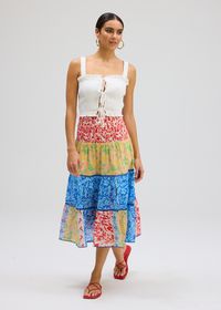 Allison Chase Midi Skirt - Mixed Print-Hand In Pocket