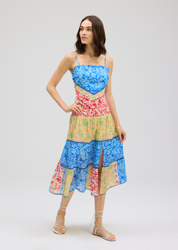 Allison Chase Midi Skirt - Mixed Print-Hand In Pocket