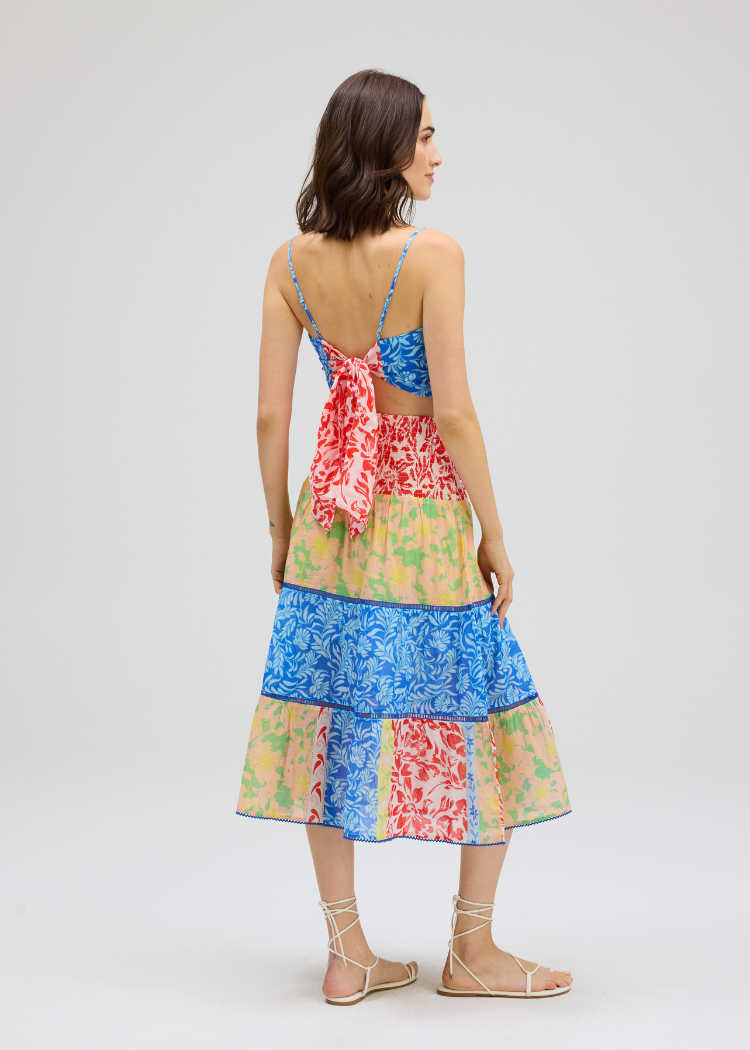 Allison Chase Midi Skirt - Mixed Print-Hand In Pocket