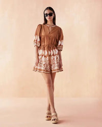 Omika Wren Mini Dress- Marla Cardamom-Hand In Pocket