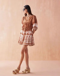 Omika Wren Mini Dress- Marla Cardamom-Hand In Pocket