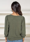 Michael Stars Gabriella V-Neck Top - Tarragon-Hand In Pocket