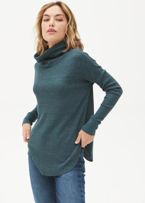 Michael Stars Marcy Thermal Tunic - Everglades-Hand In Pocket