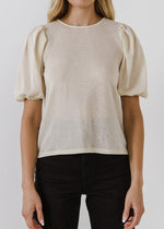 Wilson Pleated Shoulder Knit Top - Ivory-***FINAL SALE***-Hand In Pocket
