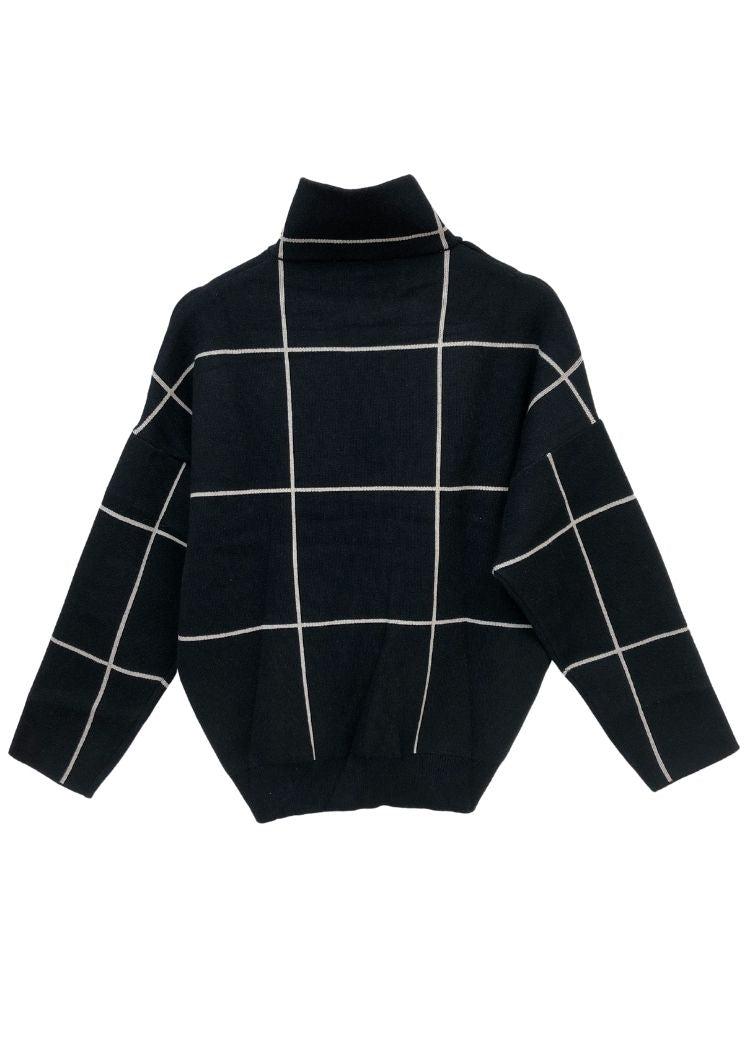 Avon Windowpane Mockneck Sweater-***FINAL SALE***-Hand In Pocket