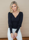 ASTR the Label Marina Puff Sleeve Fitted Ribbed Top - Black ***FINAL SALE***-Hand In Pocket