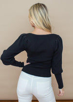 ASTR the Label Marina Puff Sleeve Fitted Ribbed Top - Black ***FINAL SALE***-Hand In Pocket