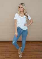 Z Supply Cotton Triblend Pocket Tee- White-Hand In Pocket