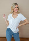 Z Supply Cotton Triblend Pocket Tee- White-Hand In Pocket