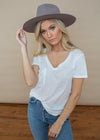 Z Supply Cotton Triblend Pocket Tee- White-Hand In Pocket