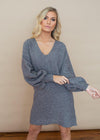 Cara Long Sleeve Sweater Dress-Grey-Hand In Pocket