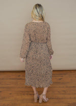 Dinala Tiered Leopard Maxi Print Dress - Taupe Leopard-Hand In Pocket