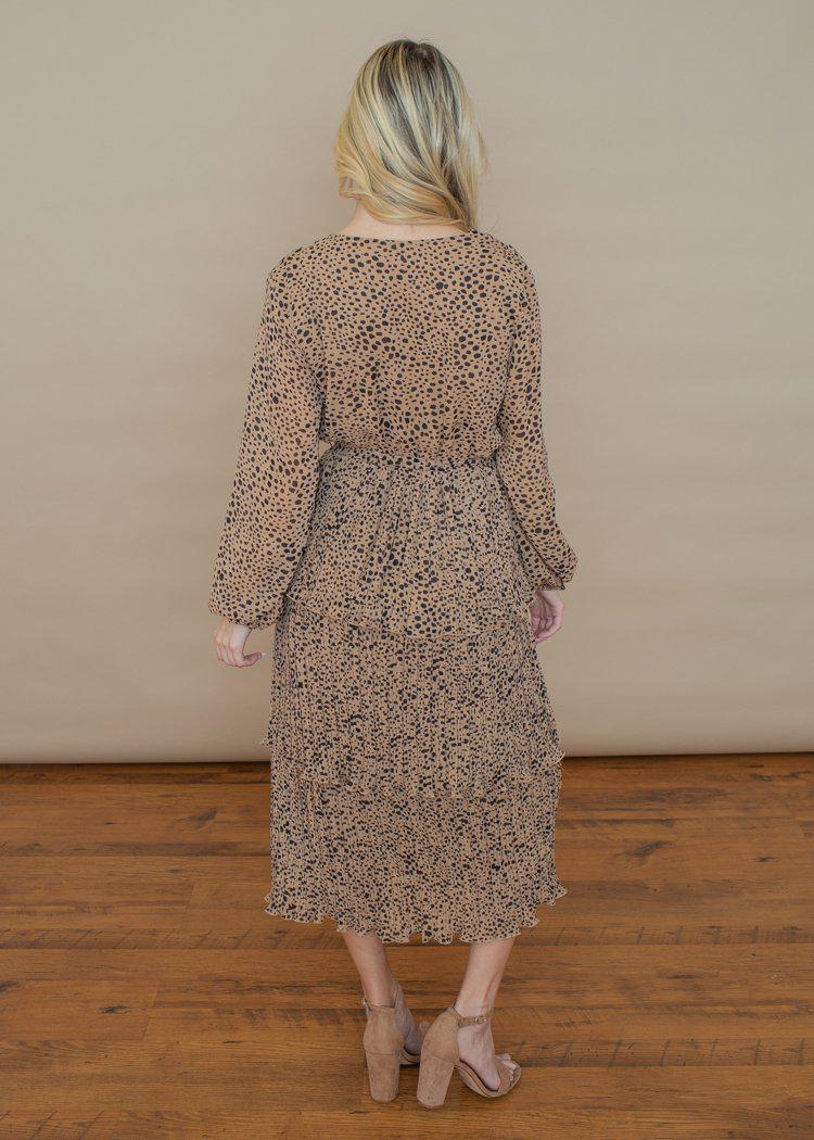 Dinala Tiered Leopard Maxi Print Dress - Taupe Leopard-Hand In Pocket