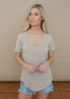 Z Supply Cotton Triblend Pocket Tee- Taupe-Hand In Pocket